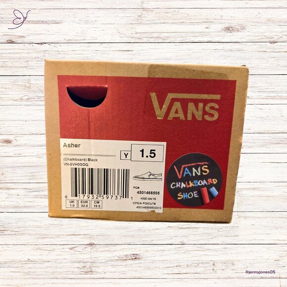Vans Chalkboard Black Asher Slip-Ons~Kids Size 1.5~NIB~Rare! - Picture 7 of 7
